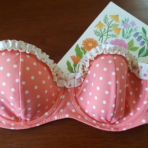 Victoria Secret peach polka dot ruffle bikini top